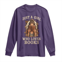 Just A Girl Who Loves Books Long Sleeve Shirt Funny Bookworm Quote - Wonder Print Shop