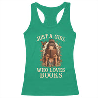 Just A Girl Who Loves Books Racerback Tank Top Funny Bookworm Quote - Wonder Print Shop