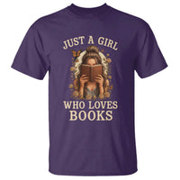 Just A Girl Who Loves Books T Shirt Funny Bookworm Quote - Wonder Print Shop