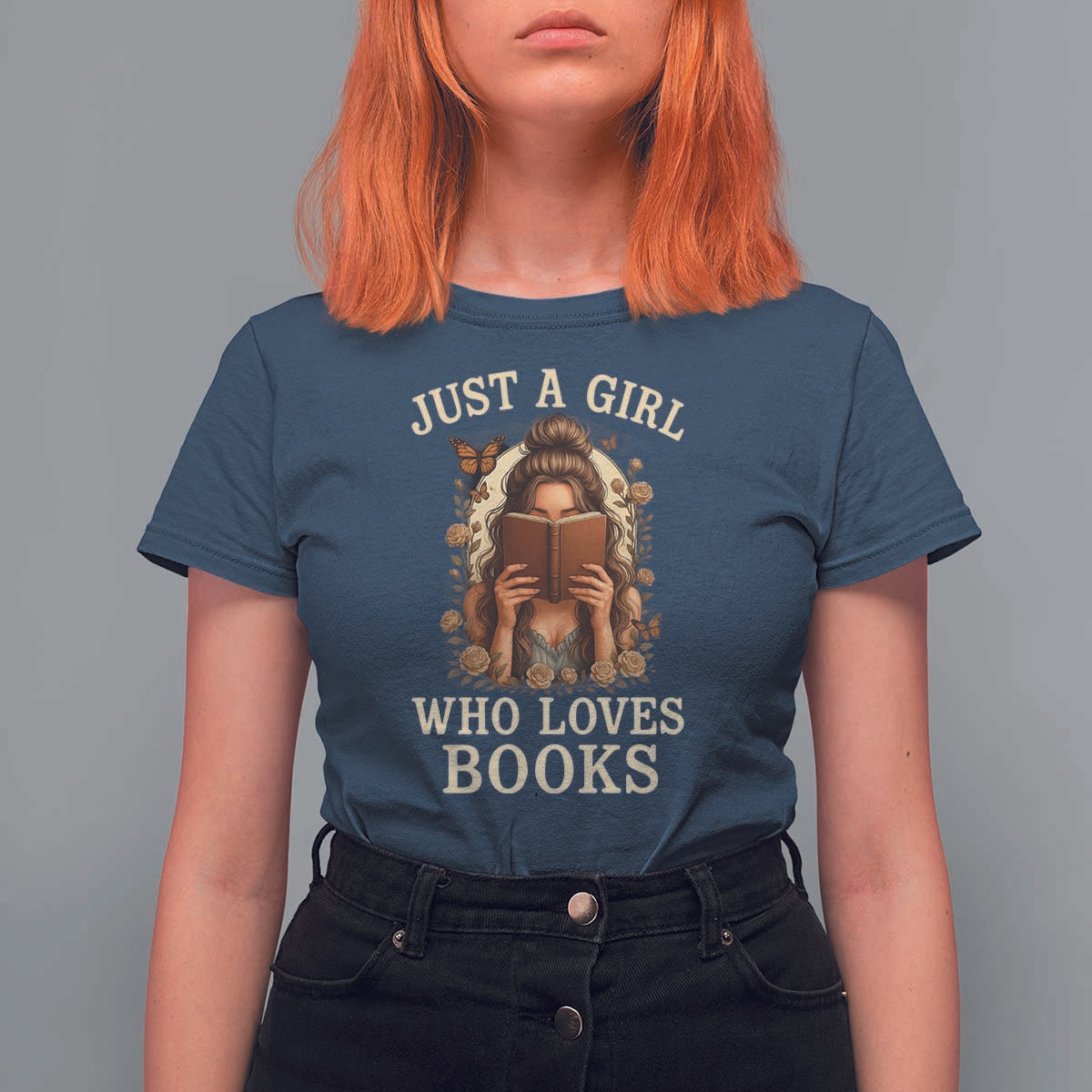 Just A Girl Who Loves Books T Shirt For Women Funny Bookworm Quote - Wonder Print Shop