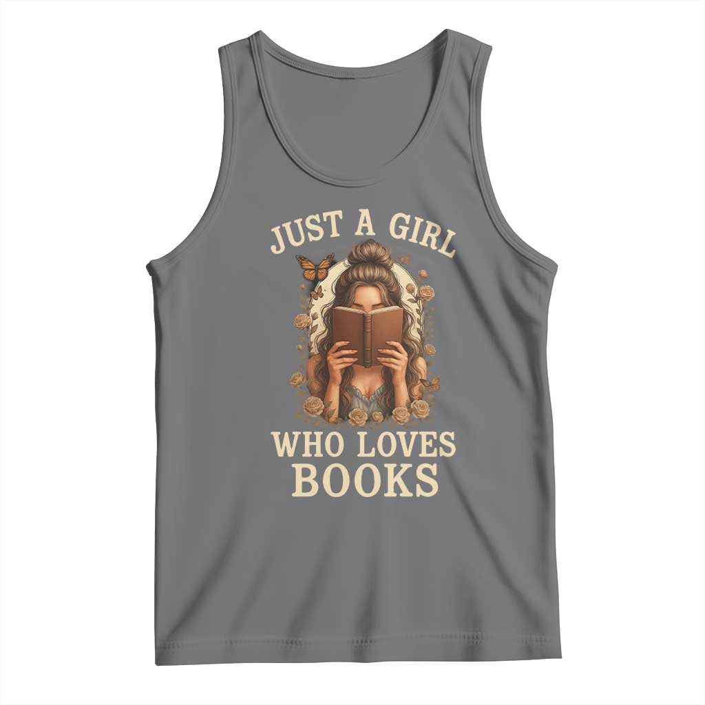 Just A Girl Who Loves Books Tank Top Funny Bookworm Quote - Wonder Print Shop