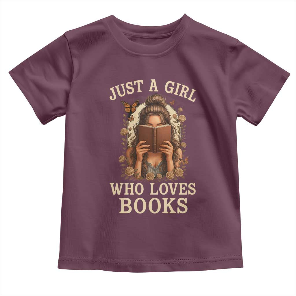 Just A Girl Who Loves Books Toddler T Shirt Funny Bookworm Quote - Wonder Print Shop
