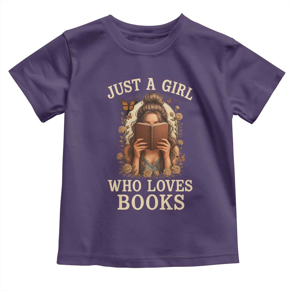 Just A Girl Who Loves Books Toddler T Shirt Funny Bookworm Quote - Wonder Print Shop