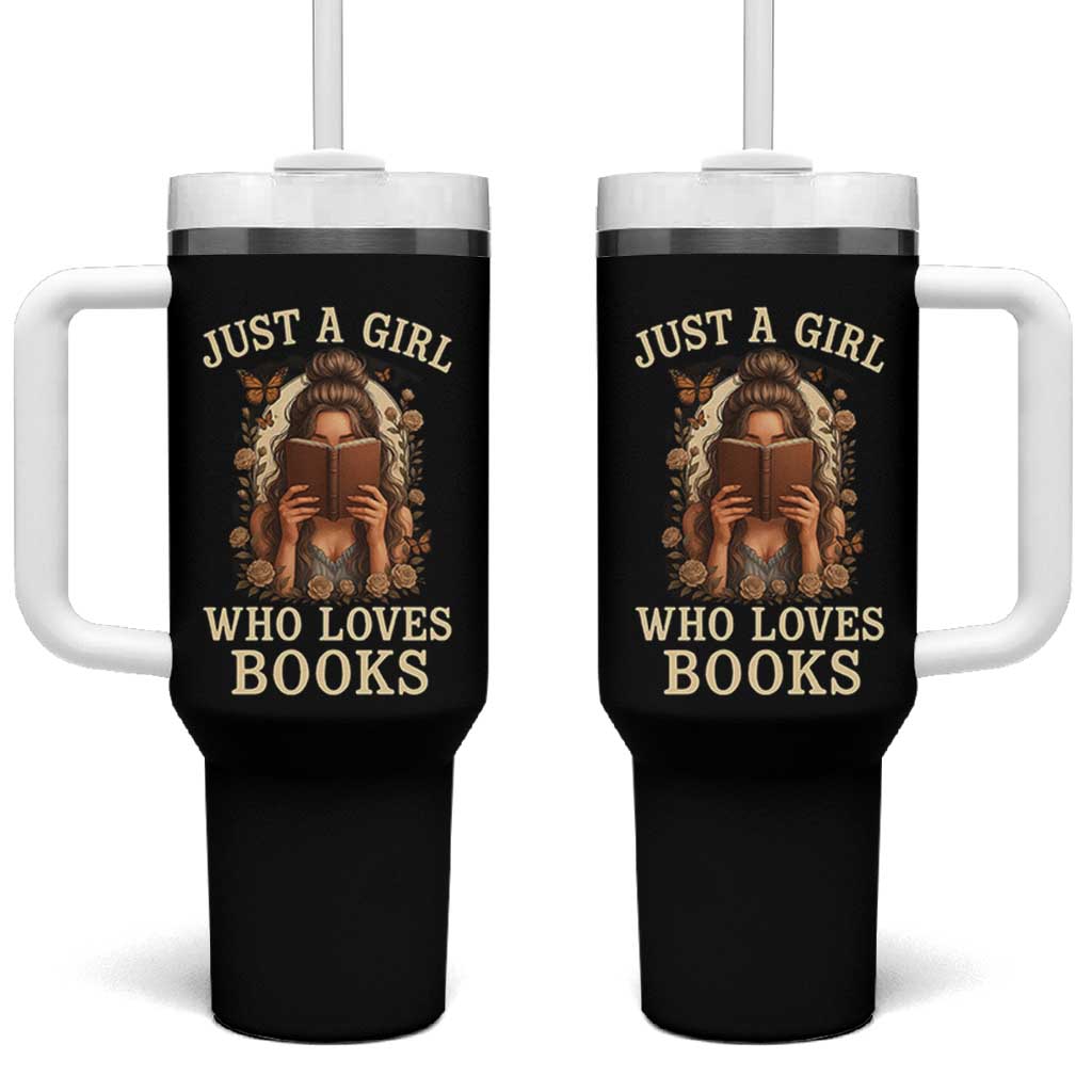 Just A Girl Who Loves Books Tumbler With Handle Funny Bookworm Quote