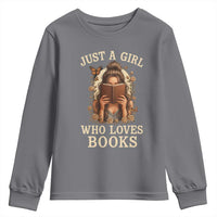 Just A Girl Who Loves Books Youth Sweatshirt Funny Bookworm Quote - Wonder Print Shop