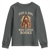 Just A Girl Who Loves Books Youth Sweatshirt Funny Bookworm Quote - Wonder Print Shop