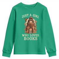 Just A Girl Who Loves Books Youth Sweatshirt Funny Bookworm Quote - Wonder Print Shop