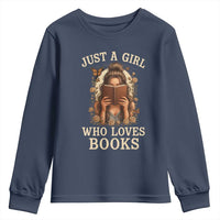 Just A Girl Who Loves Books Youth Sweatshirt Funny Bookworm Quote - Wonder Print Shop