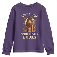 Just A Girl Who Loves Books Youth Sweatshirt Funny Bookworm Quote - Wonder Print Shop