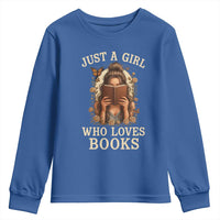 Just A Girl Who Loves Books Youth Sweatshirt Funny Bookworm Quote - Wonder Print Shop