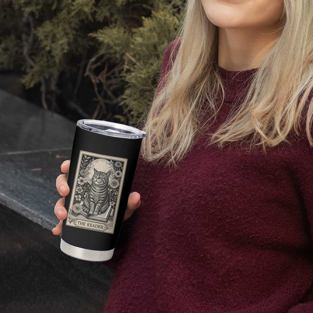Funny Bookish Kitty Lover Tumbler Cup The Reader Tarot Card Book Lover Gift