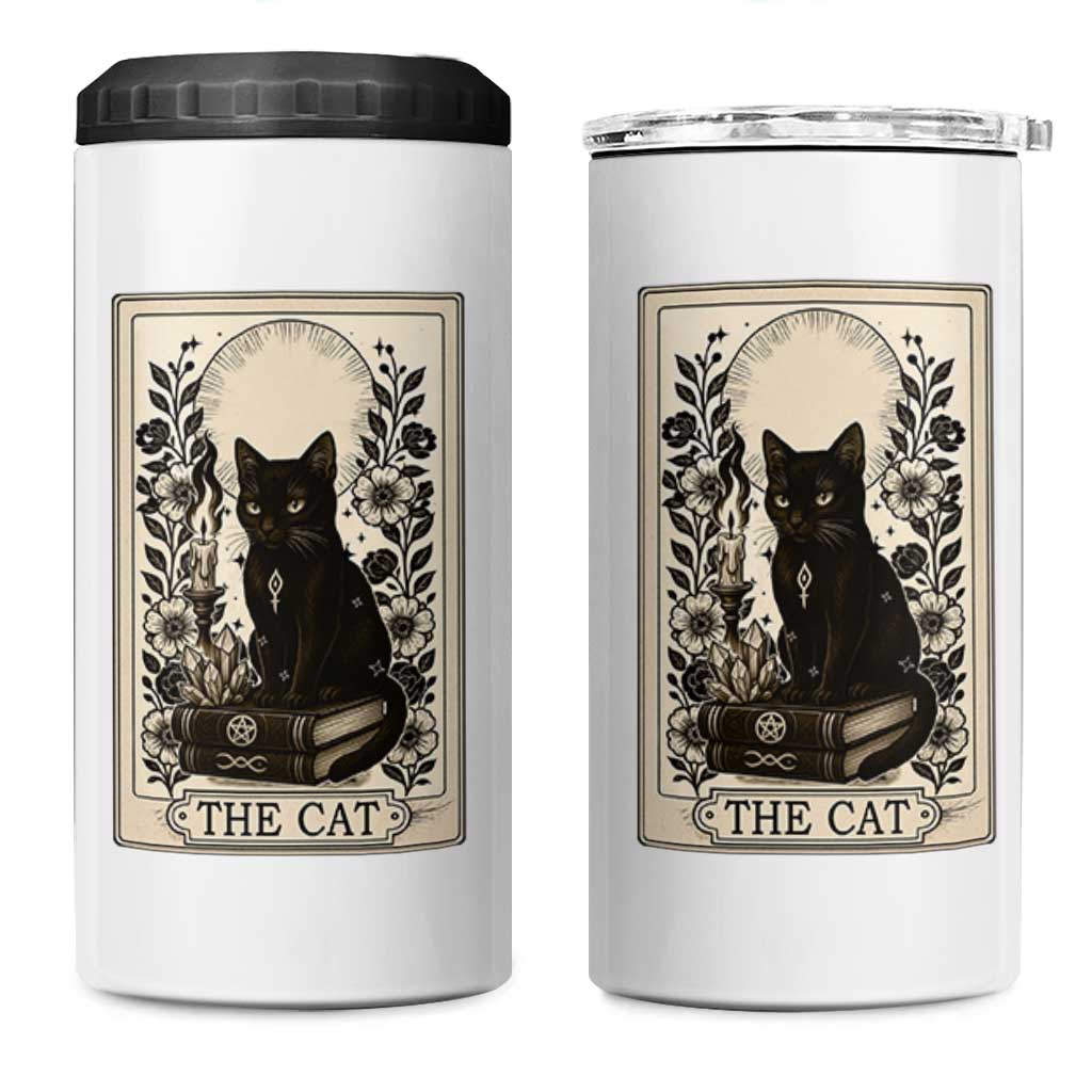 Funny The Cat Book 4 in 1 Can Cooler Tumbler Kitty Lover Tarot Card