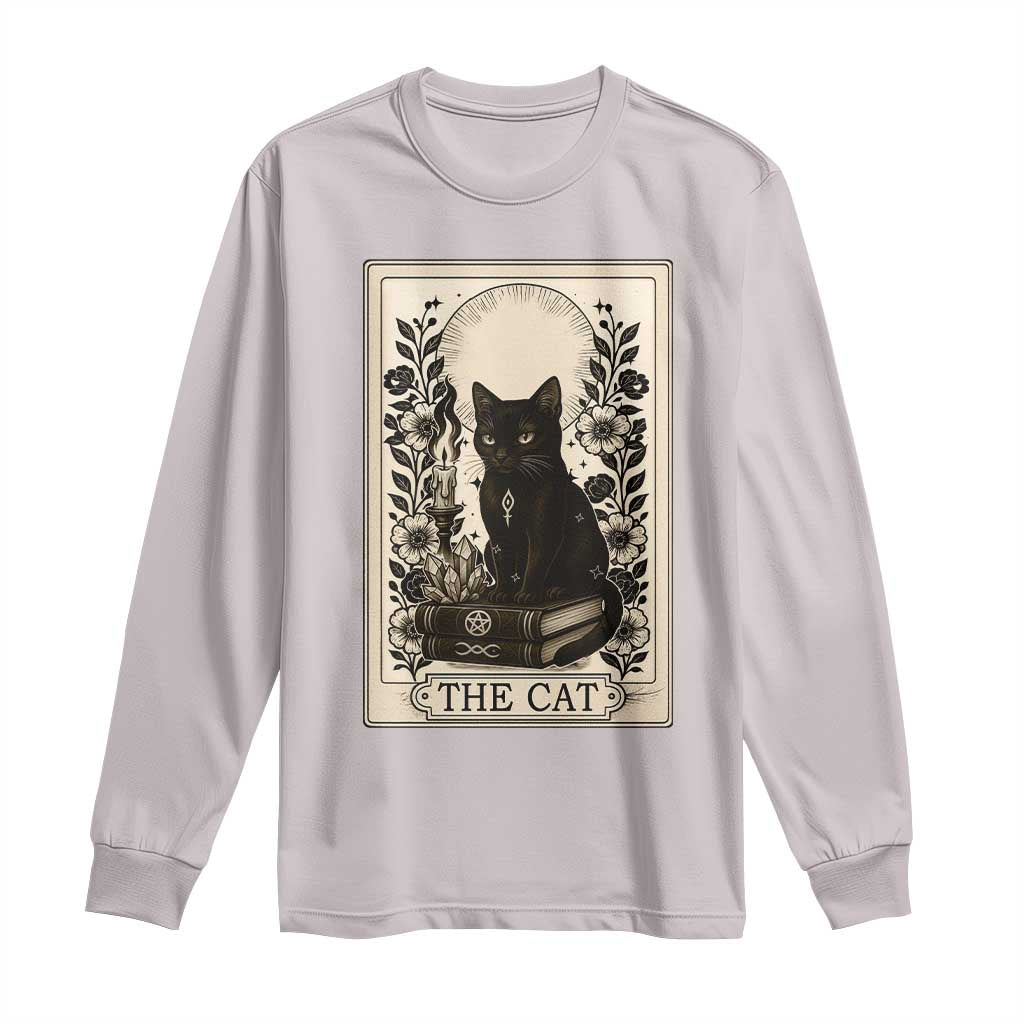 Funny The Cat Book Long Sleeve Shirt Kitty Lover Tarot Card - Wonder Print Shop
