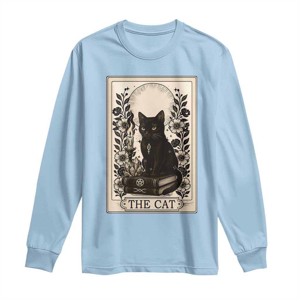 Funny The Cat Book Long Sleeve Shirt Kitty Lover Tarot Card - Wonder Print Shop
