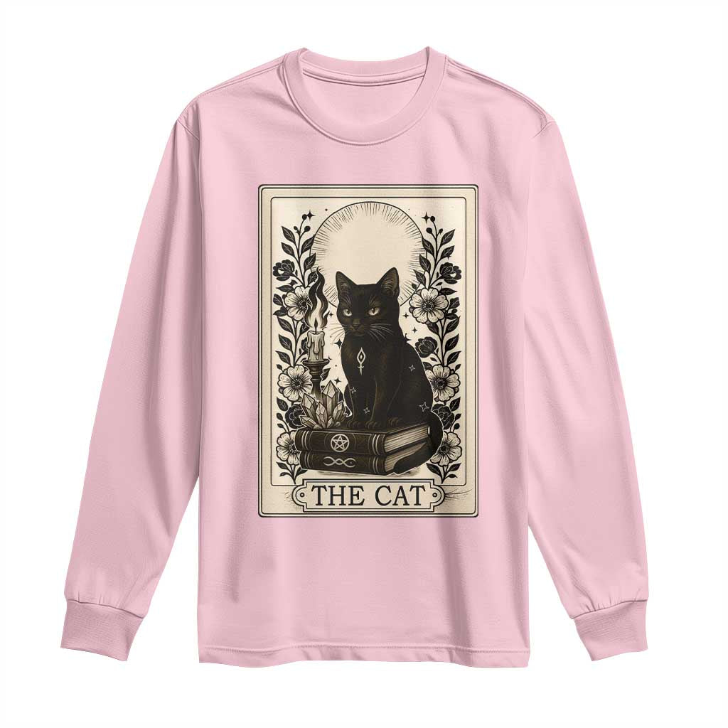 Funny The Cat Book Long Sleeve Shirt Kitty Lover Tarot Card - Wonder Print Shop