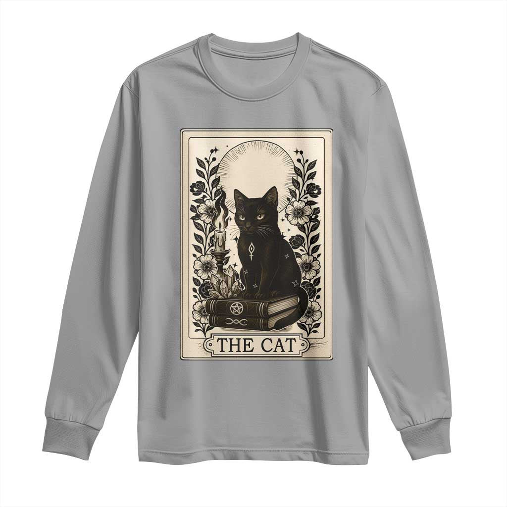 Funny The Cat Book Long Sleeve Shirt Kitty Lover Tarot Card - Wonder Print Shop