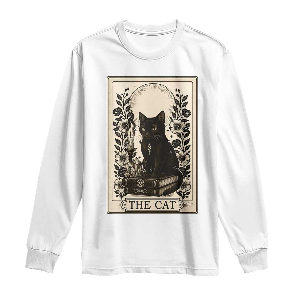 Funny The Cat Book Long Sleeve Shirt Kitty Lover Tarot Card - Wonder Print Shop