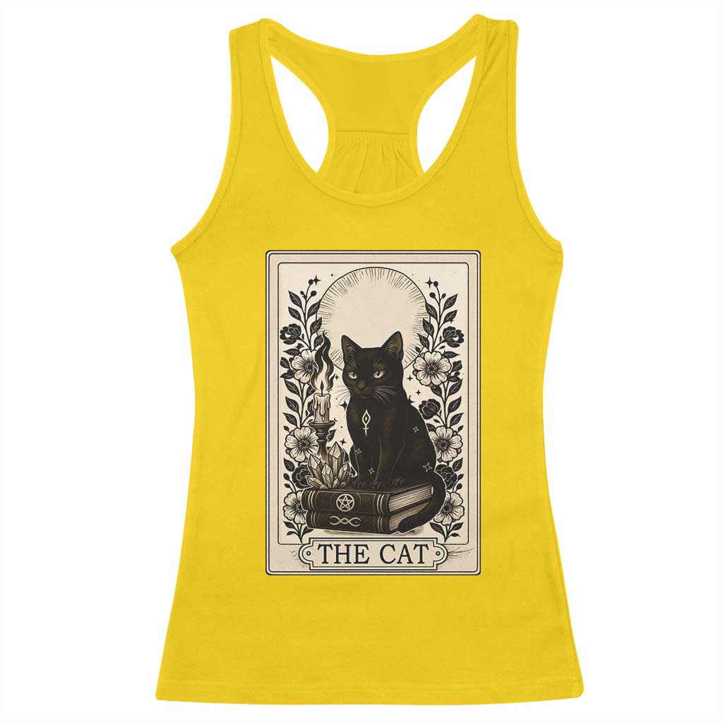 Funny The Cat Book Racerback Tank Top Kitty Lover Tarot Card - Wonder Print Shop