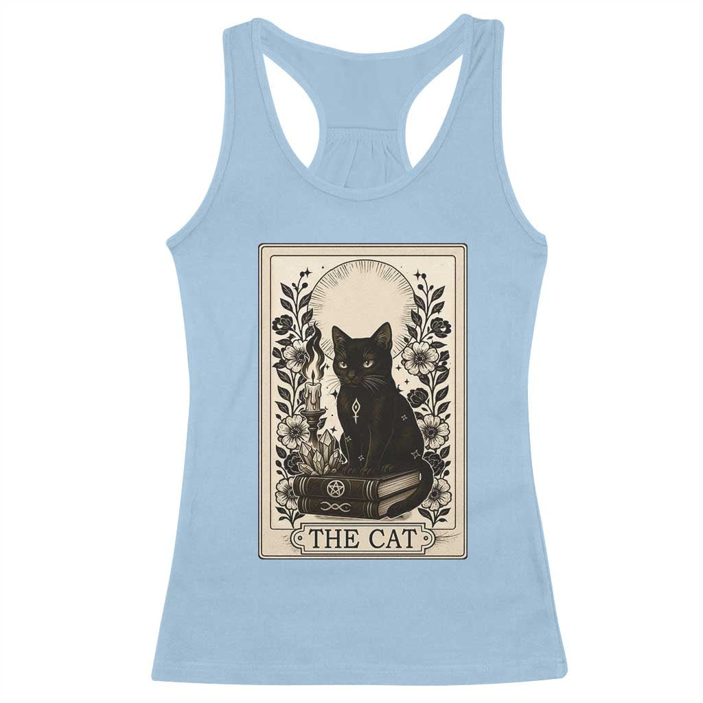 Funny The Cat Book Racerback Tank Top Kitty Lover Tarot Card - Wonder Print Shop