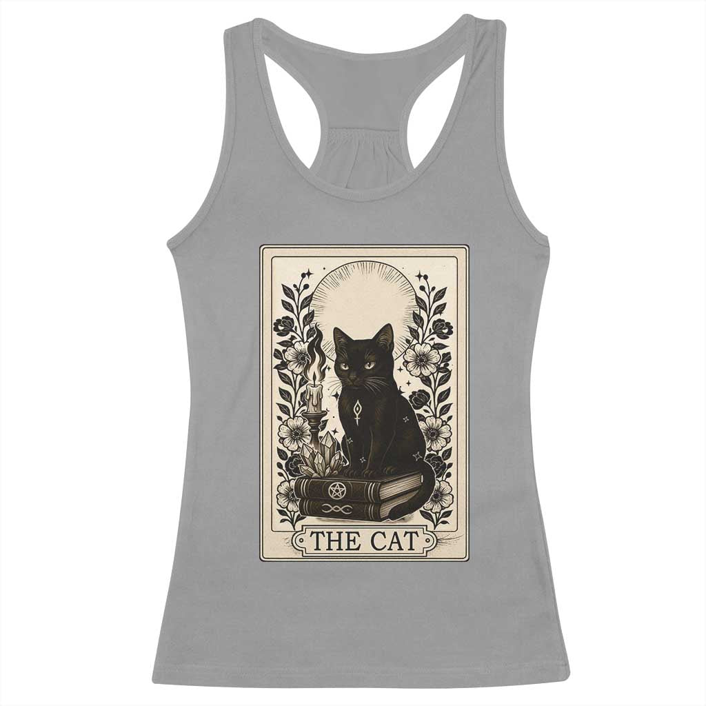 Funny The Cat Book Racerback Tank Top Kitty Lover Tarot Card - Wonder Print Shop