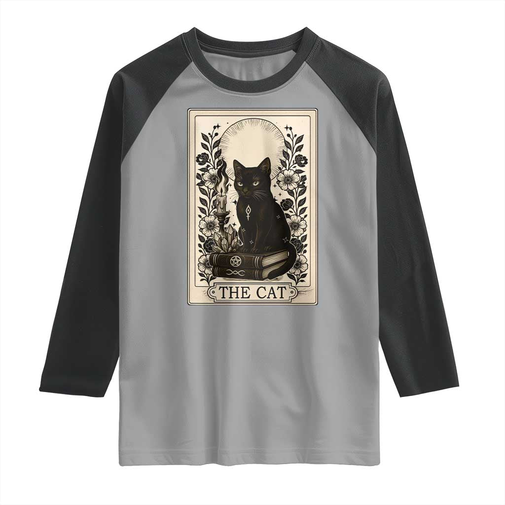 Funny The Cat Book Raglan Shirt Kitty Lover Tarot Card - Wonder Print Shop