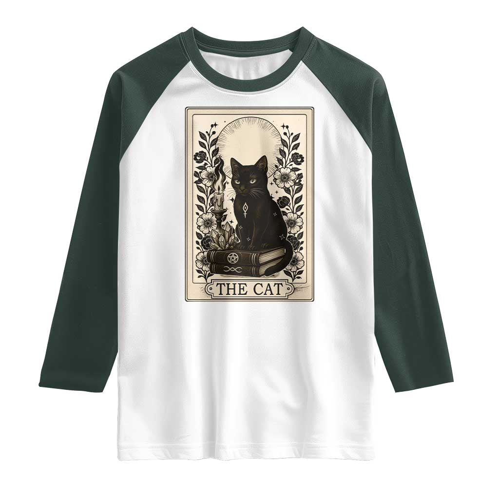Funny The Cat Book Raglan Shirt Kitty Lover Tarot Card - Wonder Print Shop