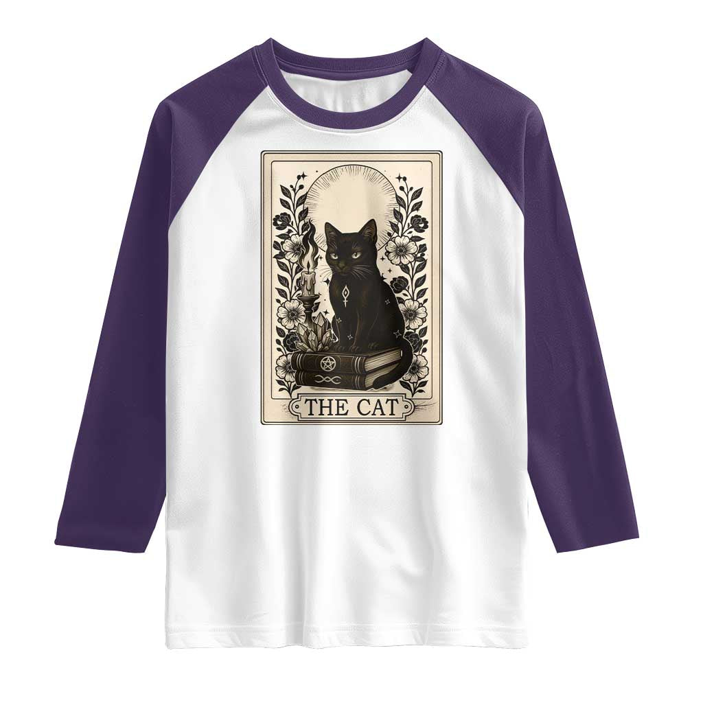 Funny The Cat Book Raglan Shirt Kitty Lover Tarot Card - Wonder Print Shop