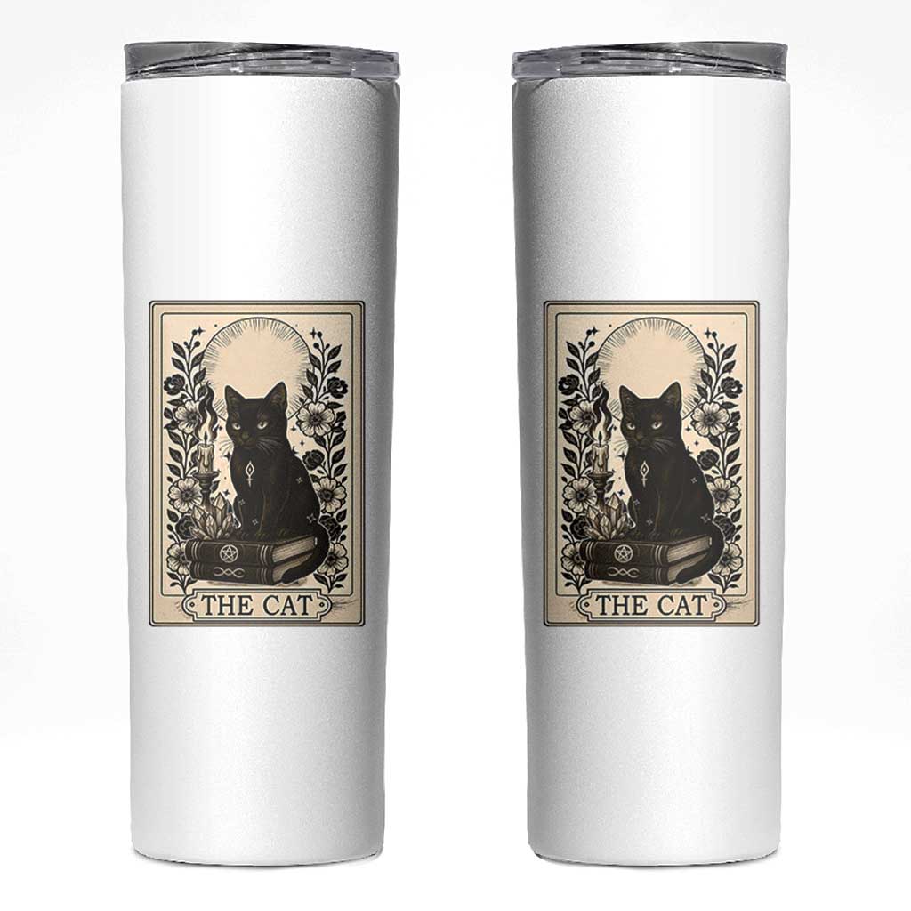 Funny The Cat Book Skinny Tumbler Kitty Lover Tarot Card