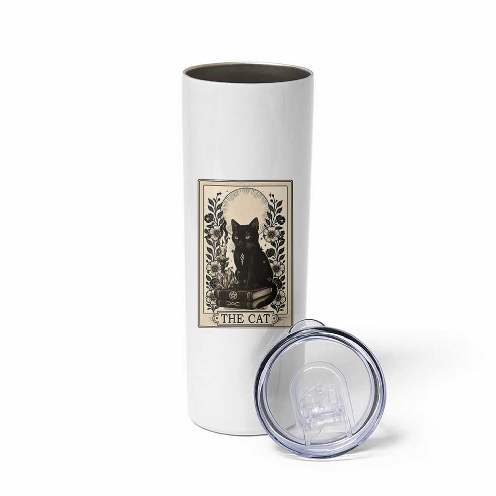 Funny The Cat Book Skinny Tumbler Kitty Lover Tarot Card