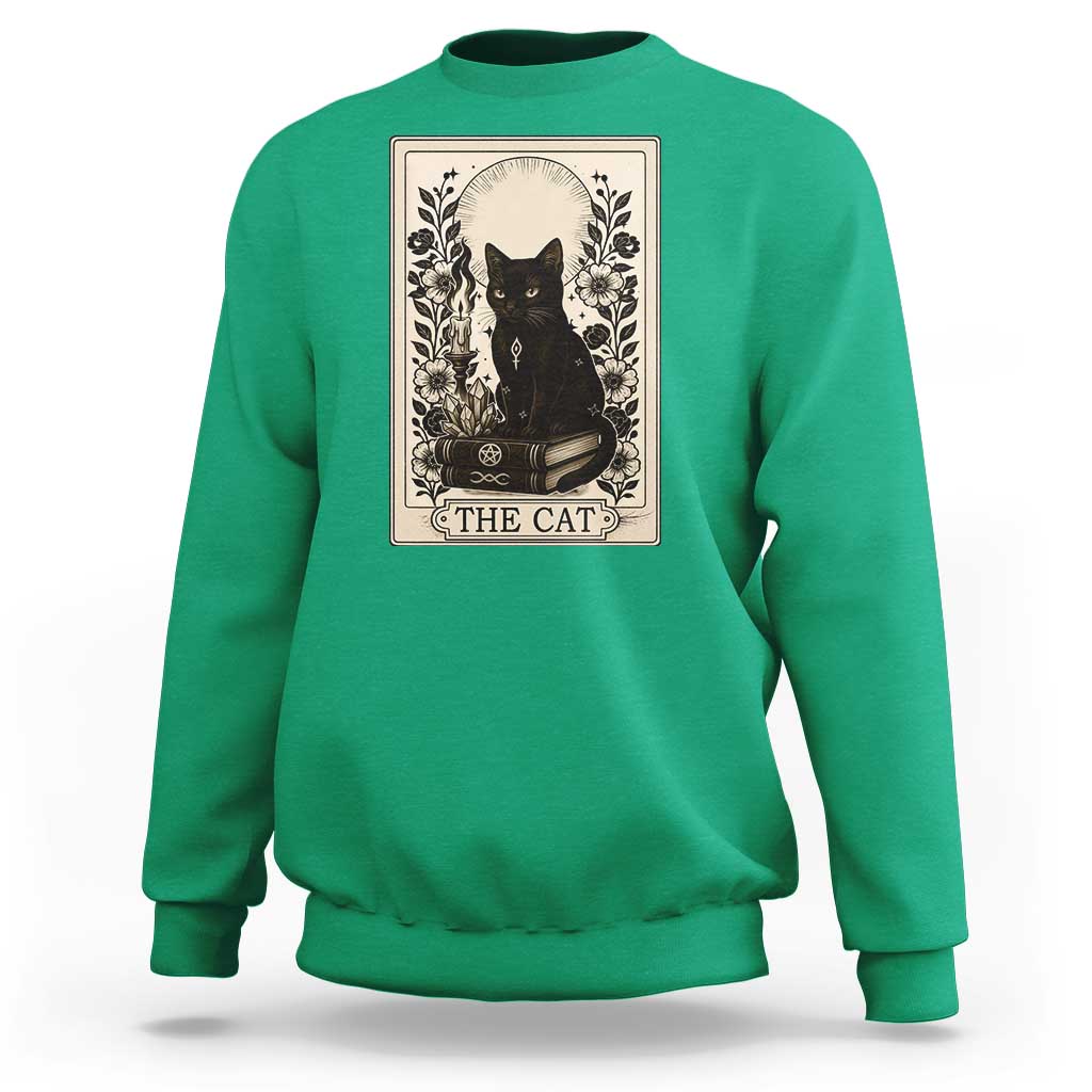 Funny The Cat Book Sweatshirt Kitty Lover Tarot Card - Wonder Print Shop