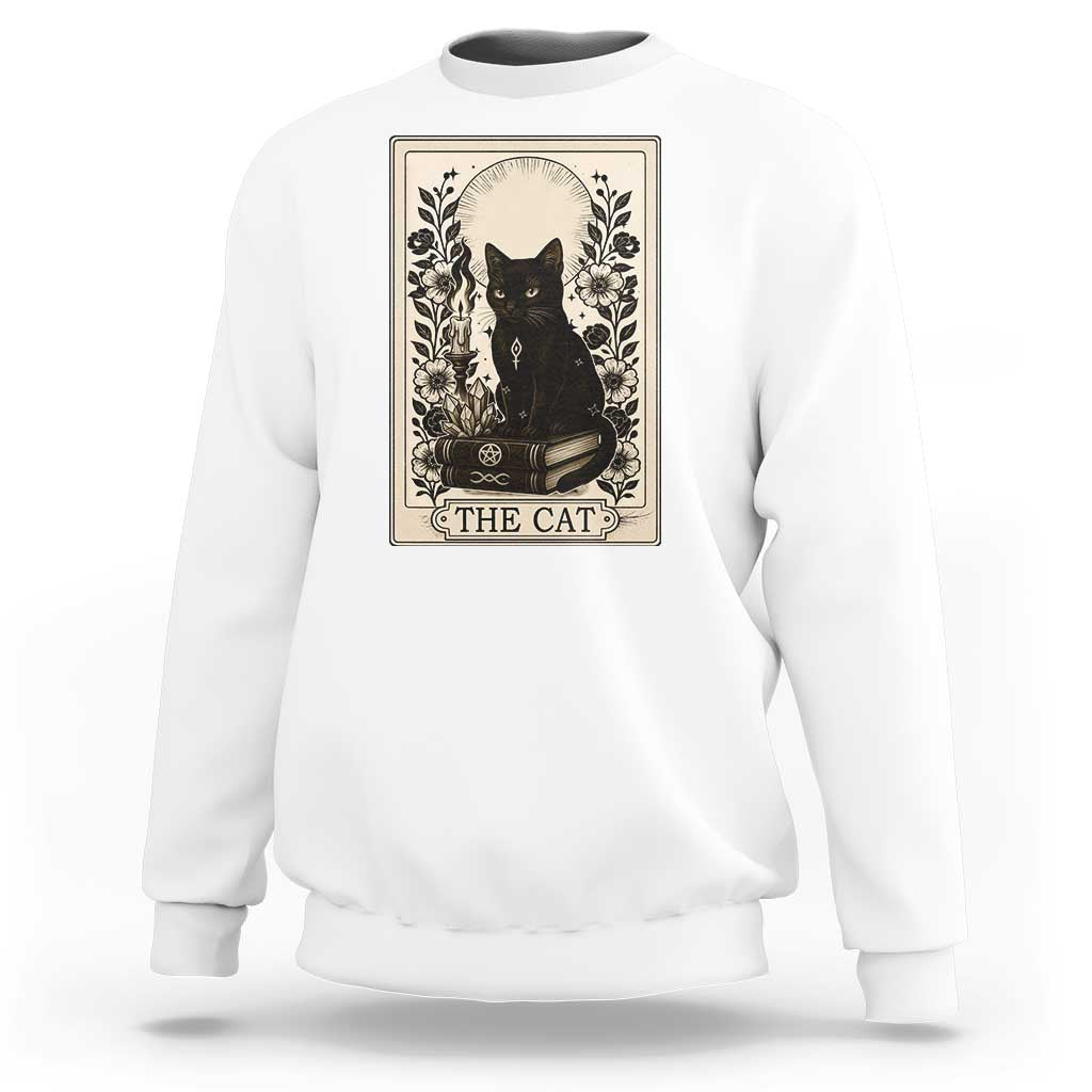 Funny The Cat Book Sweatshirt Kitty Lover Tarot Card - Wonder Print Shop