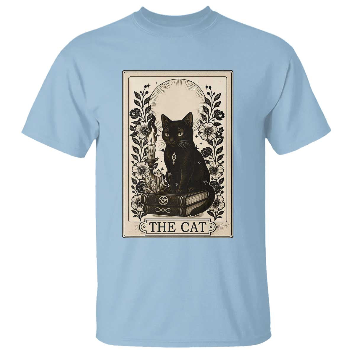 Funny The Cat Book T Shirt Kitty Lover Tarot Card - Wonder Print Shop