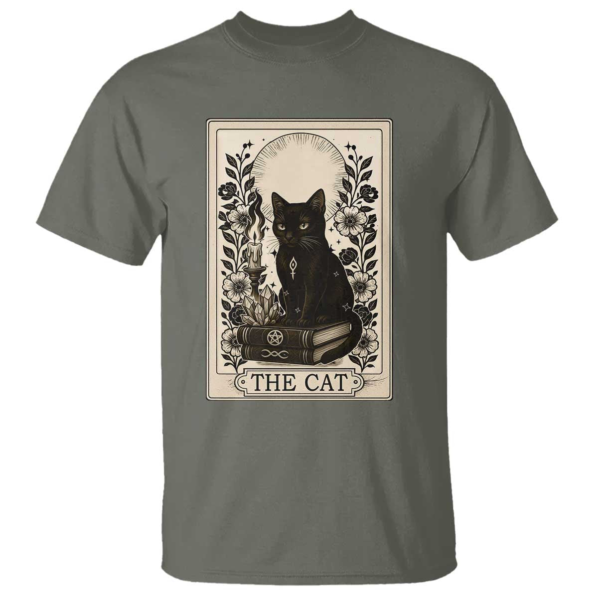 Funny The Cat Book T Shirt Kitty Lover Tarot Card - Wonder Print Shop