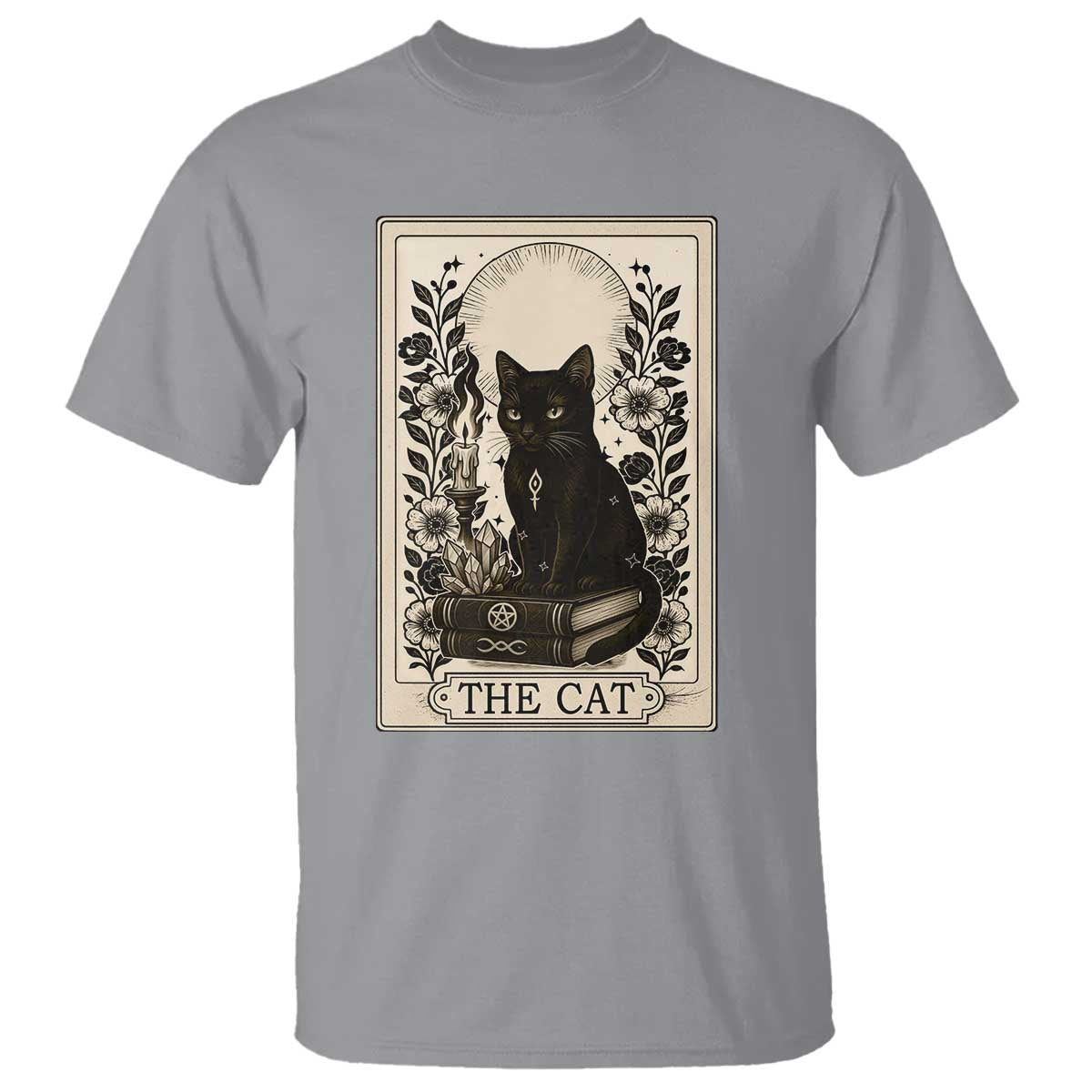 Funny The Cat Book T Shirt Kitty Lover Tarot Card - Wonder Print Shop