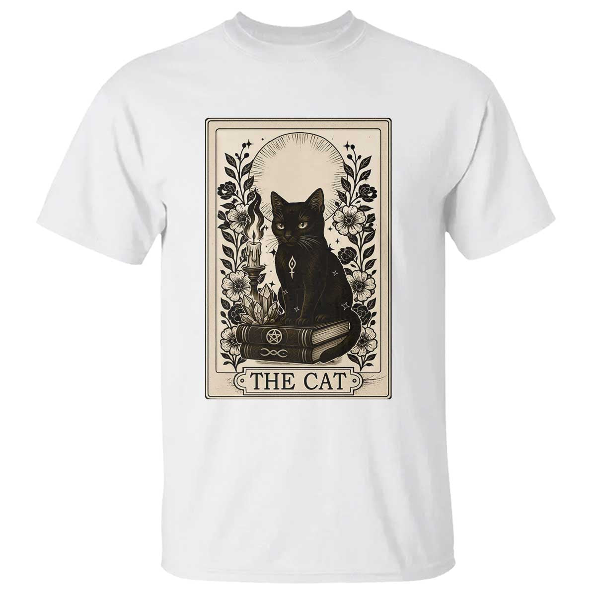 Funny The Cat Book T Shirt Kitty Lover Tarot Card - Wonder Print Shop