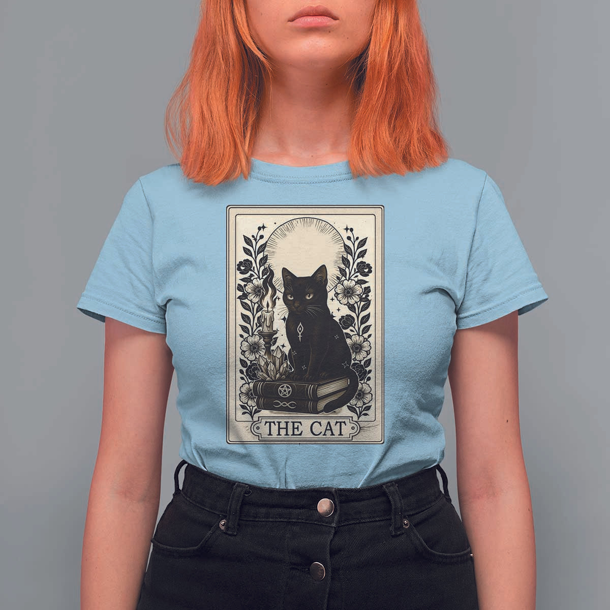 Funny The Cat Book T Shirt For Women Kitty Lover Tarot Card - Wonder Print Shop