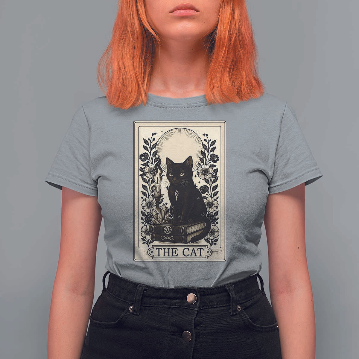 Funny The Cat Book T Shirt For Women Kitty Lover Tarot Card - Wonder Print Shop