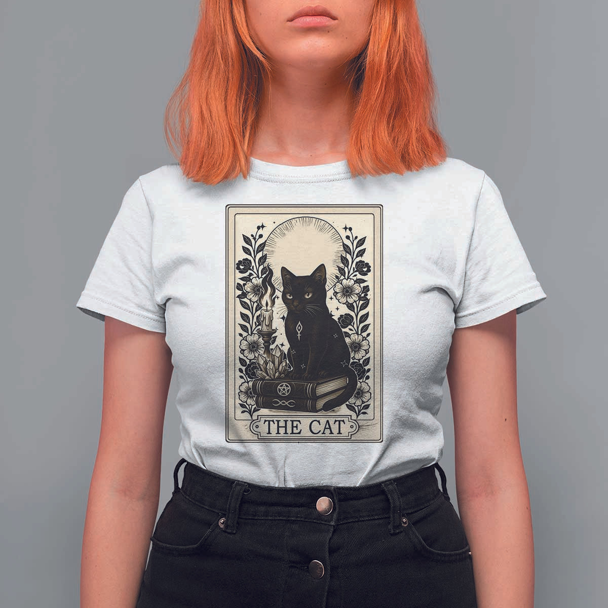 Funny The Cat Book T Shirt For Women Kitty Lover Tarot Card - Wonder Print Shop