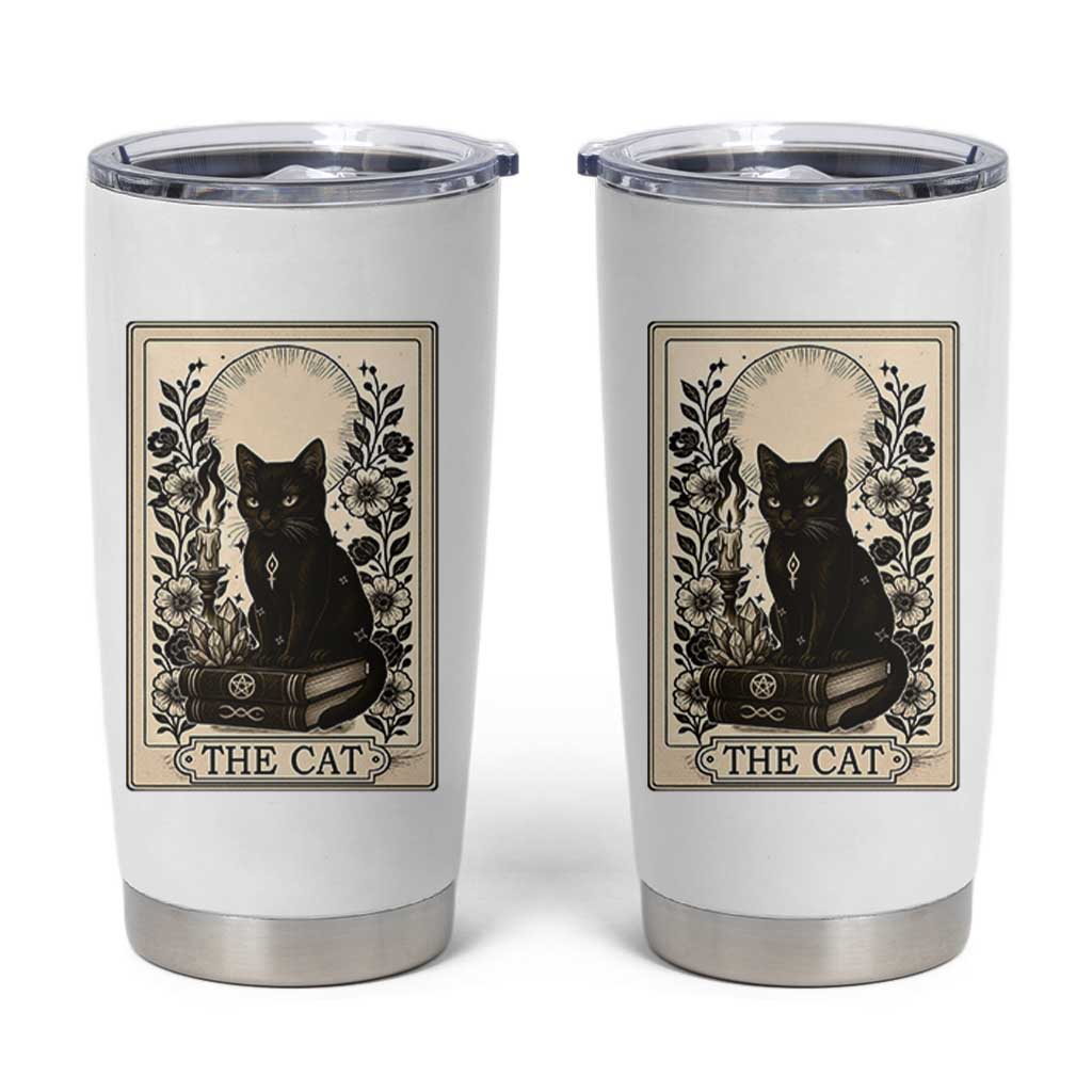 Funny The Cat Book Tumbler Cup Kitty Lover Tarot Card