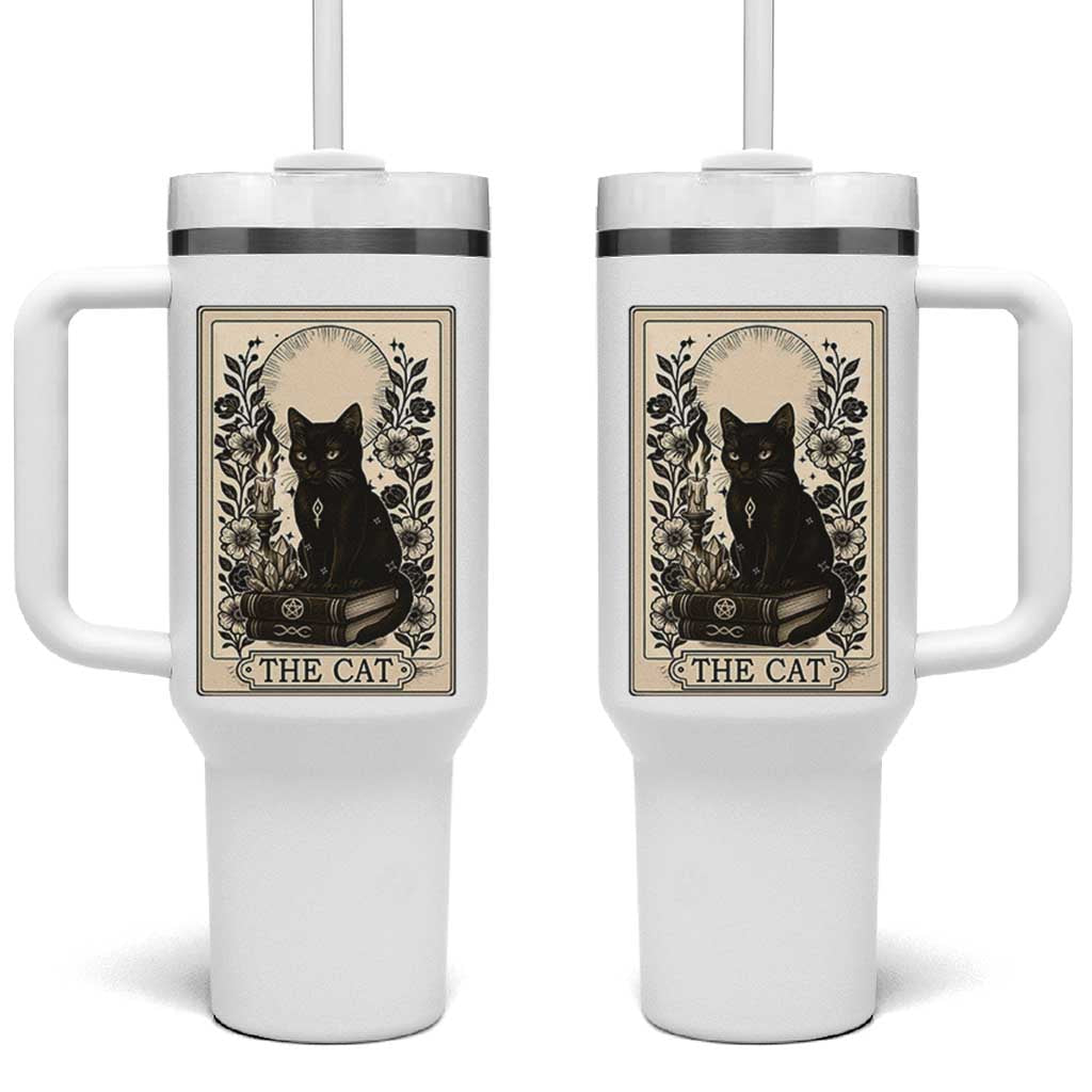 Funny The Cat Book Tumbler With Handle Kitty Lover Tarot Card
