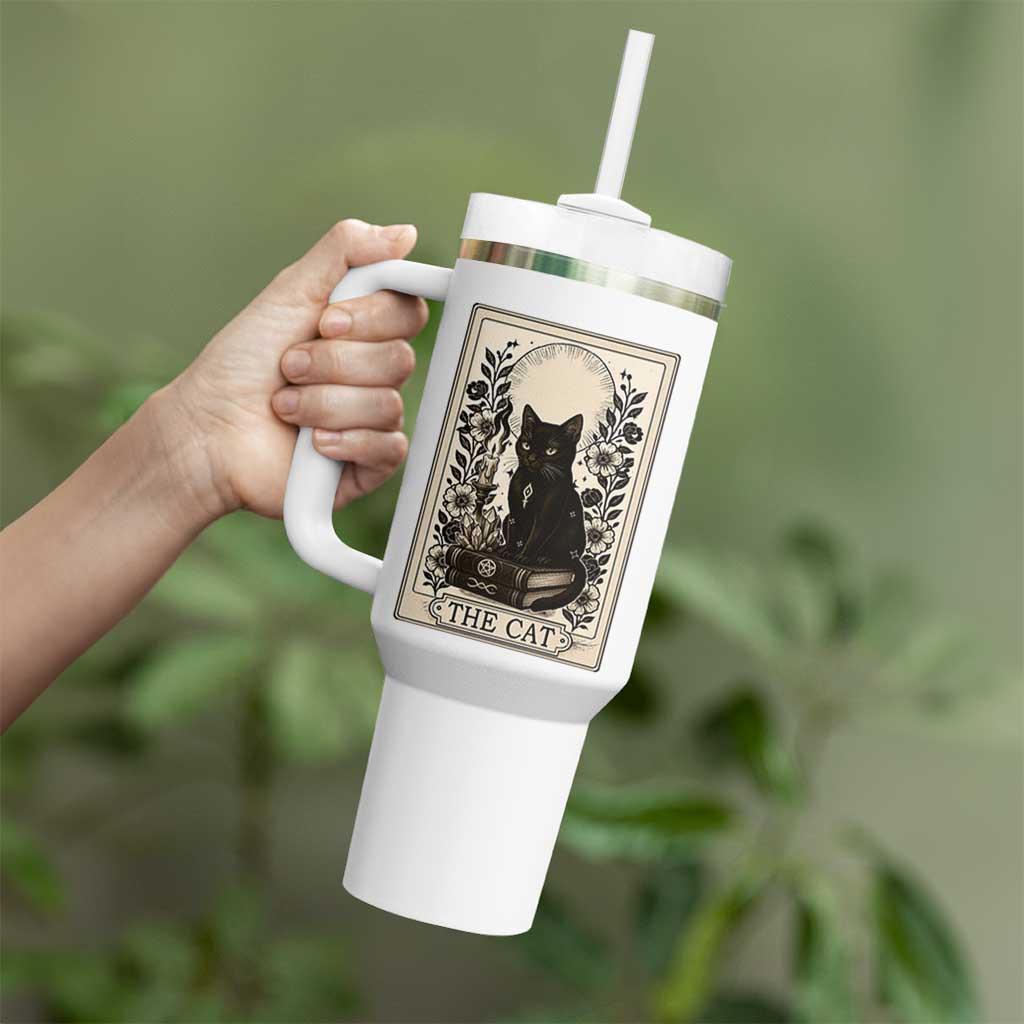 Funny The Cat Book Tumbler With Handle Kitty Lover Tarot Card
