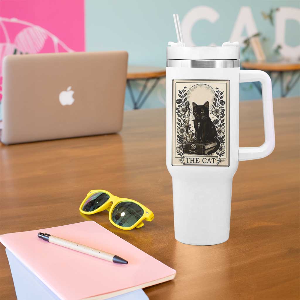 Funny The Cat Book Tumbler With Handle Kitty Lover Tarot Card