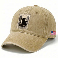 Funny The Cat Book Washed Cotton Baseball Cap Kitty Lover Tarot Card