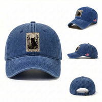 Funny The Cat Book Washed Cotton Baseball Cap Kitty Lover Tarot Card