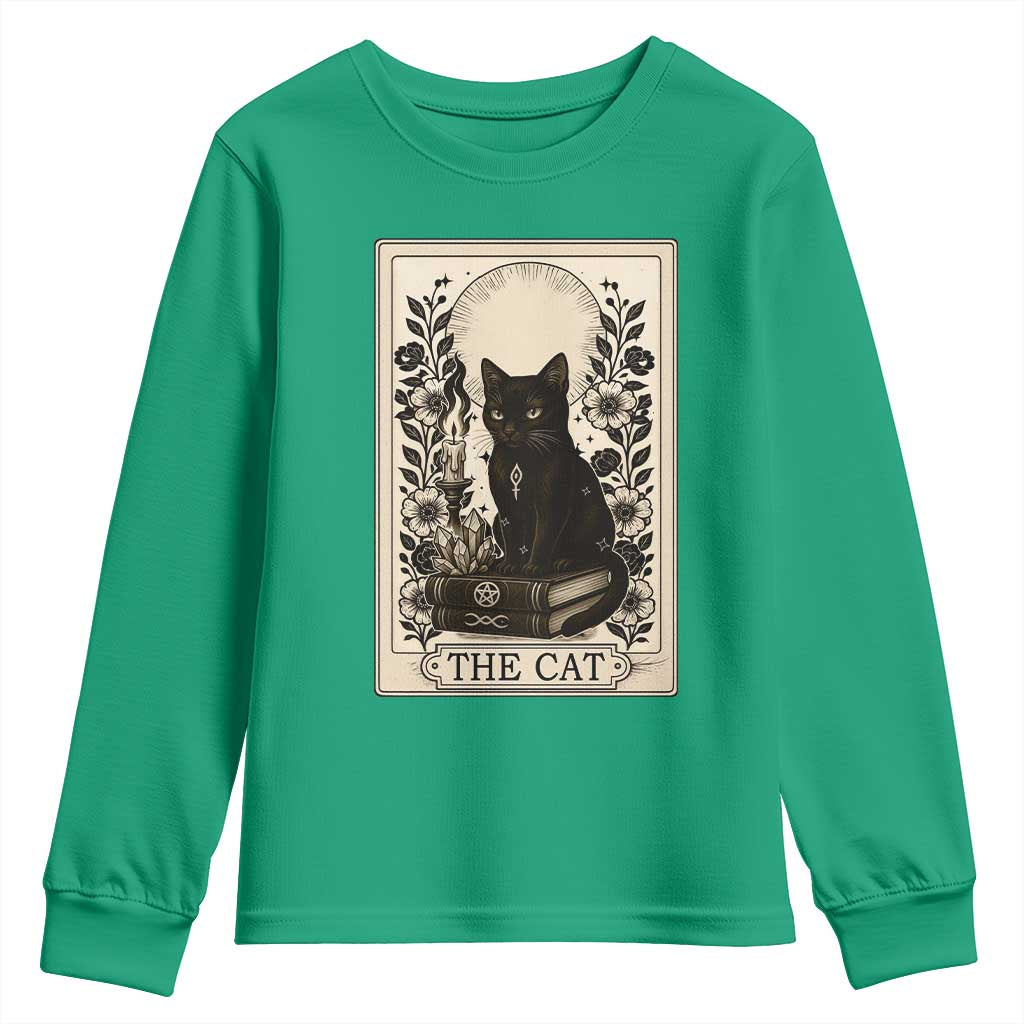 Funny The Cat Book Youth Sweatshirt Kitty Lover Tarot Card - Wonder Print Shop