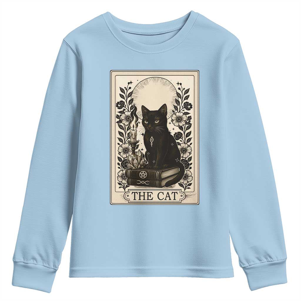 Funny The Cat Book Youth Sweatshirt Kitty Lover Tarot Card - Wonder Print Shop