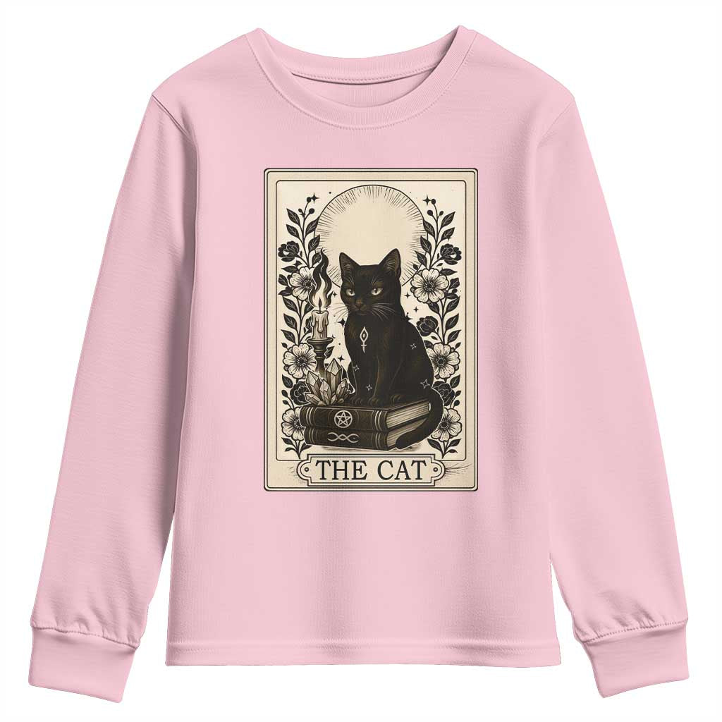 Funny The Cat Book Youth Sweatshirt Kitty Lover Tarot Card - Wonder Print Shop