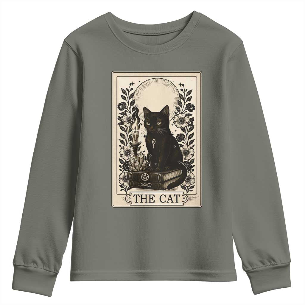 Funny The Cat Book Youth Sweatshirt Kitty Lover Tarot Card - Wonder Print Shop