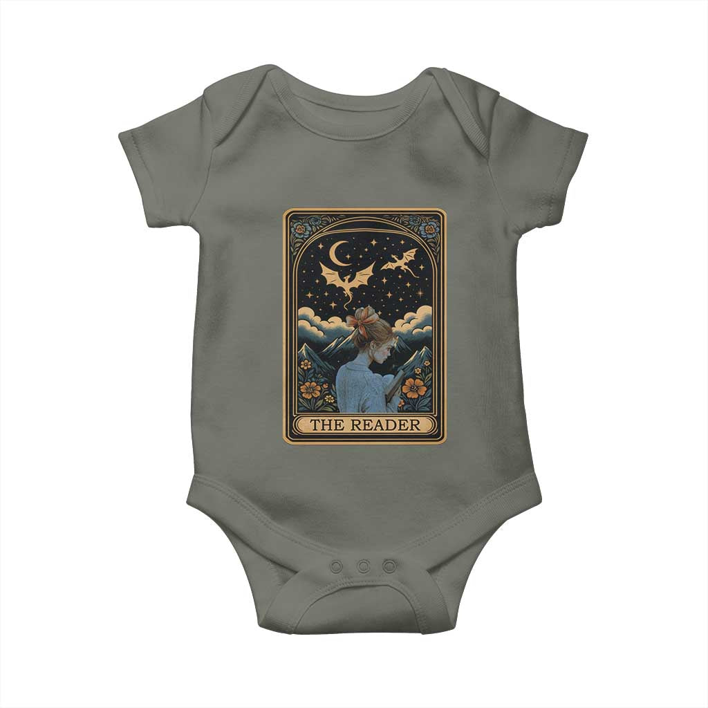 Funny The Reader Tarot Card Baby Onesie Girl Reading Fantasy Book - Wonder Print Shop