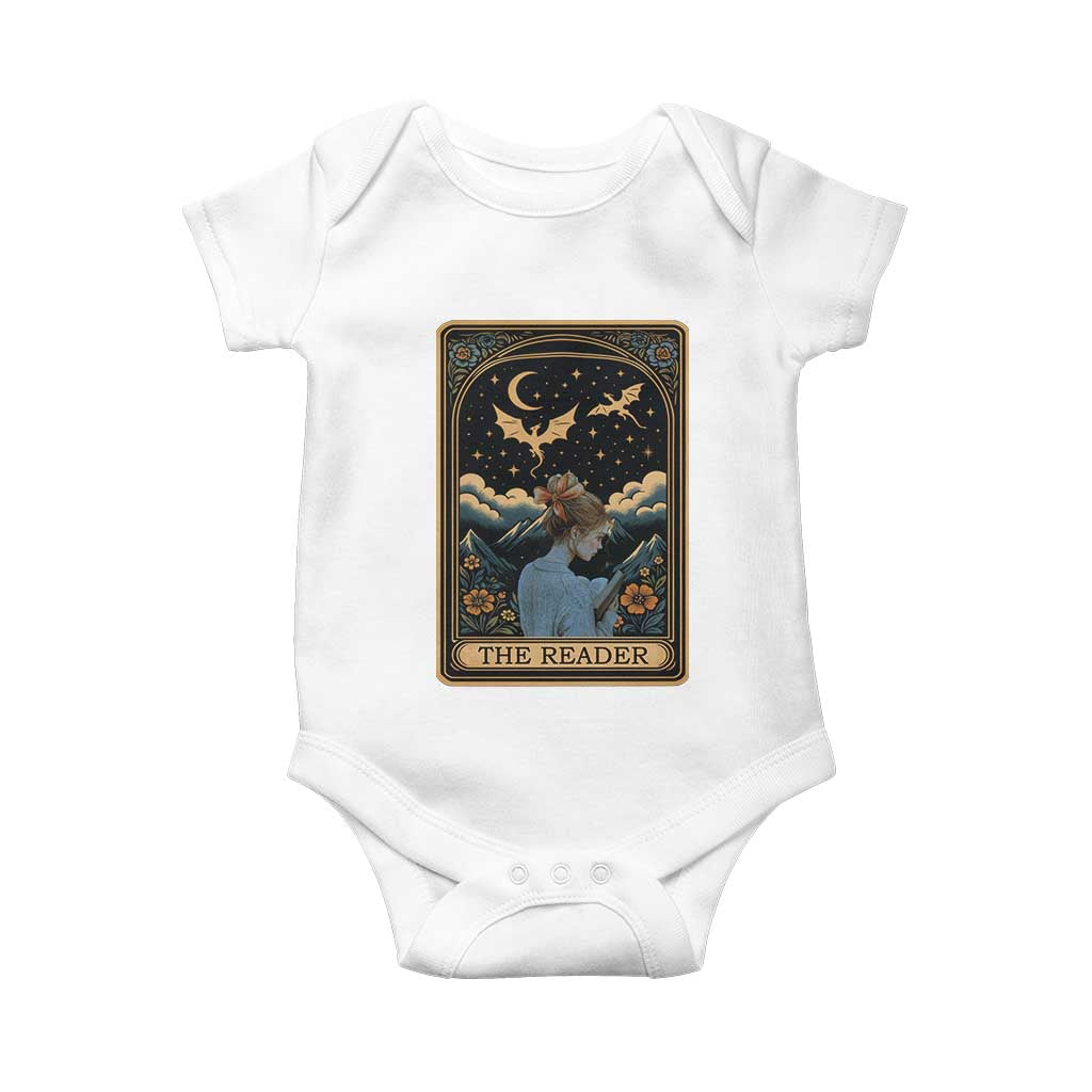 Funny The Reader Tarot Card Baby Onesie Girl Reading Fantasy Book - Wonder Print Shop